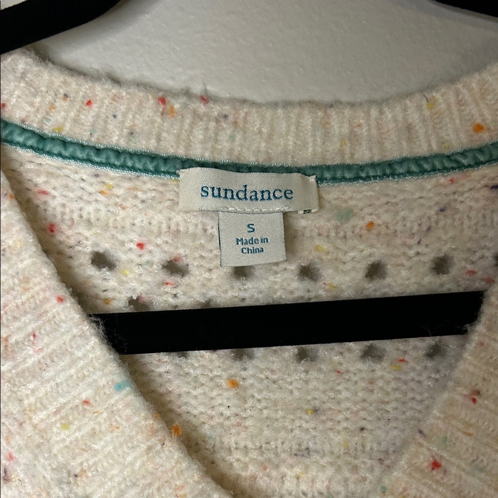 Sundance Cream V-Neck Rainbow Speckled Sweater - Picture 4 of 7